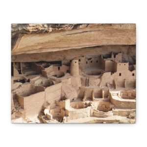 Cliff Palace Wrapped Canvas Wall Art – Mesa Verde National Park Ancestral Puebloan Ruins Photography – Southwest History & Archaeology Home Décor