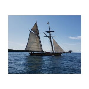 Schooner on Lake Huron near Mackinac Island Matte Print – Great Lakes Nautical Photography – Michigan Sailing Ship Wall Art Poster (Unframed)