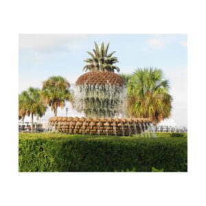 Fine Art Print of Pineapple Fountain in Charleston South Carolina – Riley Waterfront Park Landmark Photography – Southern Coastal Décor