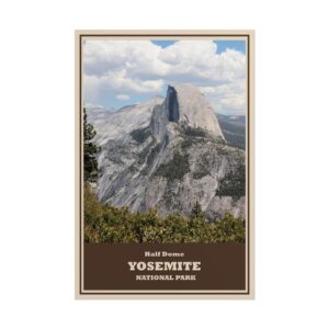 Half Dome Yosemite National Park Vintage Travel Poster – Retro Wall Art Print, Scenic Mountain Landscape Decor, Unframed Matte Paper Poster – Perfect Gift for Hikers & Adventure Lovers