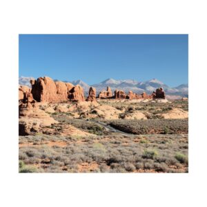 The Windows at Arches National Park Fine Art Photography Print – Utah Red Rock Desert Landscape with La Sal Mountains – Moab Utah Wall Décor 300gsm