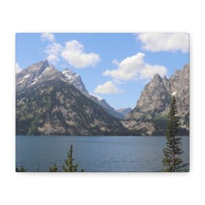 Jenny Lake Canvas Wall Art – Grand Teton National Park Mountain Lake Scenic Landscape Photography – Wyoming Travel Nature Décor – Gallery Wrapped Canvas Print