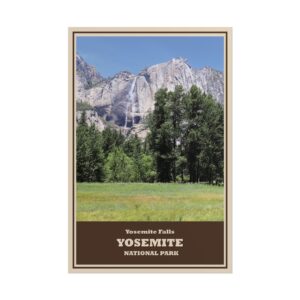 Yosemite Falls & Meadow Yosemite National Park Vintage Travel Poster – Retro Wall Art Print, Scenic Waterfall & Valley Landscape Decor, Unframed Matte Paper Poster