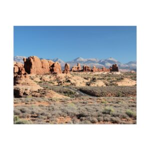 The Windows at Arches National Park Moab Utah Scenic Red Rock Landscape with La Sal Mountains – National Park Wall Art Photography Matte Print 200gsm