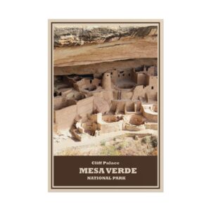 Cliff Palace Mesa Verde National Park Vintage Travel Poster – Retro Wall Art Print, Ancient Puebloan Cliff Dwelling Decor, Unframed Matte Paper Poster – Perfect Gift for History & Travel Lovers