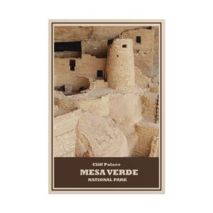 Cliff Palace Closeup Mesa Verde National Park Vintage Travel Poster – Retro Wall Art Print, Ancient Puebloan Cliff Dwelling Decor, Unframed Matte Paper Poster