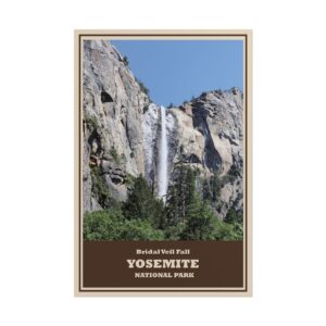 Bridal Veil Fall Yosemite National Park Vintage Travel Poster – Retro Wall Art Print, Scenic Waterfall Landscape Decor, Unframed Matte Paper Poster – Perfect Gift for National Park Lovers