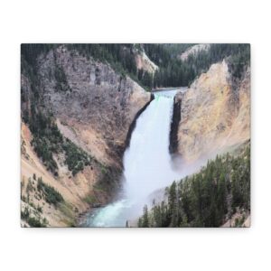 Lower Yellowstone Falls Wrapped Canvas Wall Art | Yellowstone National Park Scenic Waterfall Photography | Ready-to-Hang Nature Décor for Living Room, Office, or Cabin