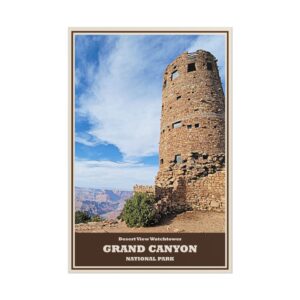 Desert View Watchtower Grand Canyon National Park Vintage Travel Poster – Retro Wall Art Print, Canyon Landmark Decor, Unframed Matte Paper Poster – Perfect Gift for Travelers & Park Lovers