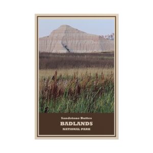 Sandstone Buttes Badlands National Park Vintage Travel Poster – Retro Wall Art Print, Prairie & Desert Landscape Decor, Unframed Matte Paper Poster – Perfect Gift for Nature & Adventure Lovers
