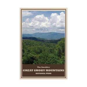 The Smokies Great Smoky Mountains National Park Vintage Travel Poster – Misty Mountain Scenic View Wall Art Print – Unframed Matte Paper Nature Décor for Hikers, Campers & National Park Lovers