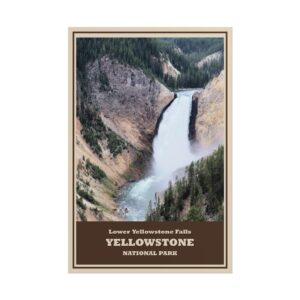 Lower Yellowstone Falls Yellowstone National Park Vintage Travel Poster – Grand Canyon of the Yellowstone Print – Waterfall Nature Wall Art for Cabin or Lodge