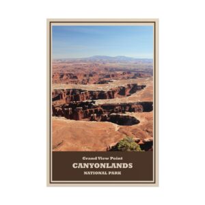 Grand View Point Canyonlands National Park Vintage Travel Poster – Utah Red Rock Overlook Print – Southwest Desert Canyon Vista Wall Art for Hikers & Adventure Lovers