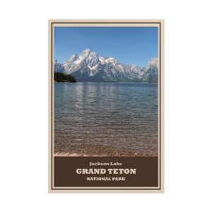 Jackson Lake Grand Teton National Park Vintage Travel Poster – Wyoming Mountain Lake Scenic Print – Alpine Wilderness & Nature Adventure Wall Art