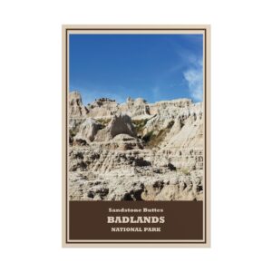Sandstone Buttes Badlands National Park Vintage Travel Poster – Retro Wall Art Print, Rugged Desert Landscape Decor, Unframed Matte Paper Poster – Perfect Gift for Nature & Adventure Lovers
