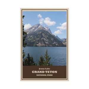 Jenny Lake Grand Teton National Park Vintage Travel Poster – Alpine Lake & Mountain Wilderness Wall Art – Wyoming Adventure & Scenic Nature Print