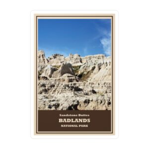 Sandstone Buttes at Badlands National Park Vinyl Sticker – Scenic Desert Landscape Travel Decal | Waterproof, UV-Resistant Souvenir Supporting Badlands Conservation