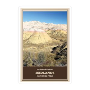 Yellow Mounds Badlands National Park Sticker – Scenic South Dakota Landscape Decal | Waterproof & UV-Resistant Vinyl Travel Souvenir | Supports National Park Preservation