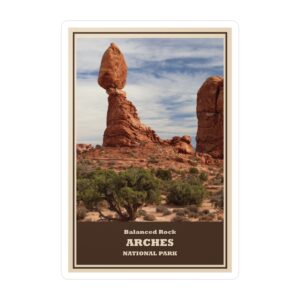 Balanced Rock Sticker – Arches National Park Souvenir, Red Rock Desert Landscape Vinyl Sticker, Waterproof Travel Decal for Cars, RVs, Laptops, Water Bottles