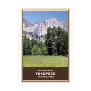 Yosemite Falls and Meadow Yosemite National Park Sticker – Scenic Waterfall Landscape Vinyl Decal | GentleSeas Nature Travel Collection | Waterproof, UV-Resistant, Removable Sticker | Supports Yosemite