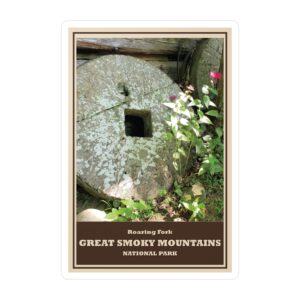 Ely’s Mill Grinding Wheel Sticker – Roaring Fork Historic Millstone Vinyl Decal, Great Smoky Mountains National Park Souvenir, Waterproof & UV-Resistant, Supports Park Preservation