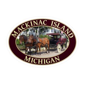 Mackinac Island Michigan Sticker – Horse and Carriage on West Bluff Vinyl Decal | GentleSeas Great Lakes Collection | Water-Resistant, UV-Resistant, Removable Sticker | Supports Island Preservation