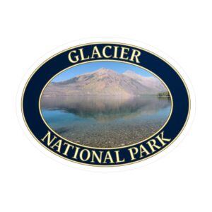 Glacier National Park Sticker – Lake McDonald Reflection Scene Vinyl Decal | GentleSeas Mountain Collection | Water-Resistant, UV-Resistant, Removable Sticker | Supports Glacier National Park Preservation