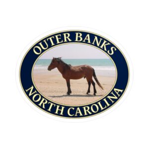 Wild Horse Outer Banks North Carolina Sticker – GentleSeas Coastal Wildlife Collection | Corolla Wild Horses Beach Scene Vinyl Decal | Water-Resistant, UV-Resistant, Removable | Supports Coastal Preservation
