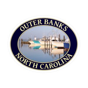 Oregon Inlet Fishing Boats Sticker – Outer Banks North Carolina Coastal Harbor Scene | GentleSeas Maritime Collection | Water-Resistant, UV-Resistant Vinyl Decal | Supports Outer Banks Preservation