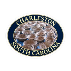 Sweetgrass Baskets Charleston Sticker – Historic Gullah Geechee Craft Market Souvenir | South Carolina Travel Decal | Waterproof, UV-Resistant Vinyl | Supports Local Parks & Preservation