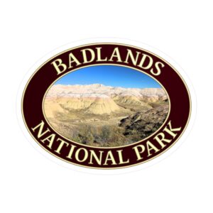 Yellow Mounds Badlands National Park Oval Sticker – Vibrant South Dakota Landscape Decal | Waterproof, UV-Resistant Vinyl Souvenir | Supports Badlands National Park Preservation