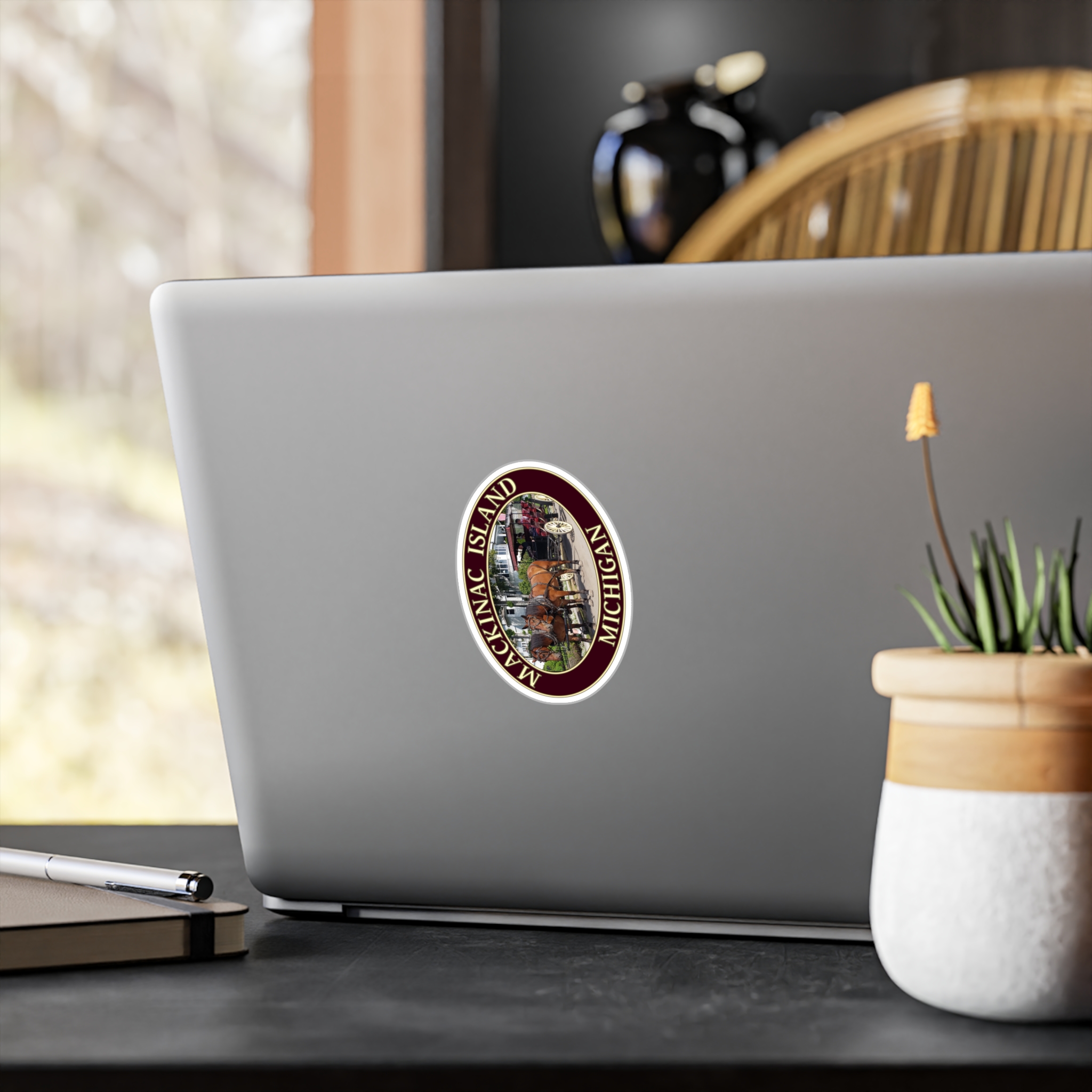 Mackinac Island Michigan Sticker – Horse and Carriage on West Bluff Vinyl Decal | GentleSeas Great Lakes Collection | Water-Resistant, UV-Resistant, Removable Sticker | Supports Island Preservation - Image 2