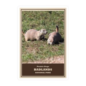 Prairie Dog Couple at Badlands National Park Vinyl Sticker – Wildlife Lovers Travel Decal | Waterproof, UV-Resistant Souvenir Supporting Park Conservation