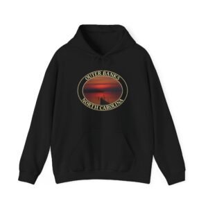 Red Sunset over Albemarle Sound Outer Banks North Carolina Pullover Hoodie – Scenic Coastal Evening Nature Design