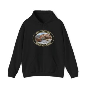 Mammoth Hot Springs Yellowstone National Park Pullover Hoodie – Brown and White Formations Nature Design