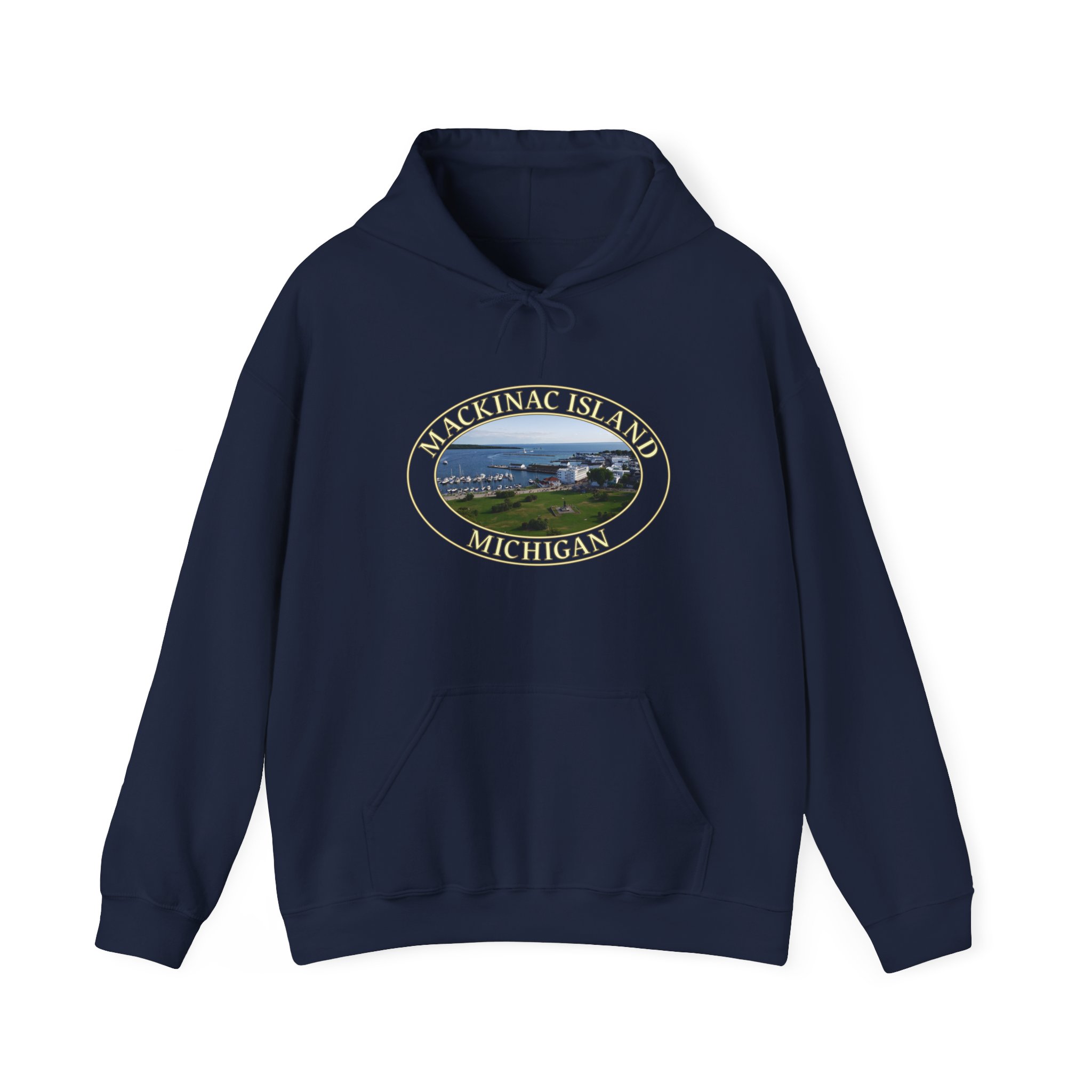 Harbor and Downtown Mackinac Island Michigan Pullover Hoodie – Scenic Great Lakes Nature Logo, Cozy Fleece, Unisex, GentleSeas - Image 29
