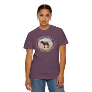 Wild Horse on the Beach at Outer Banks, North Carolina – Garment-Dyed Heavyweight Relaxed Fit T-Shirt with Original Photography