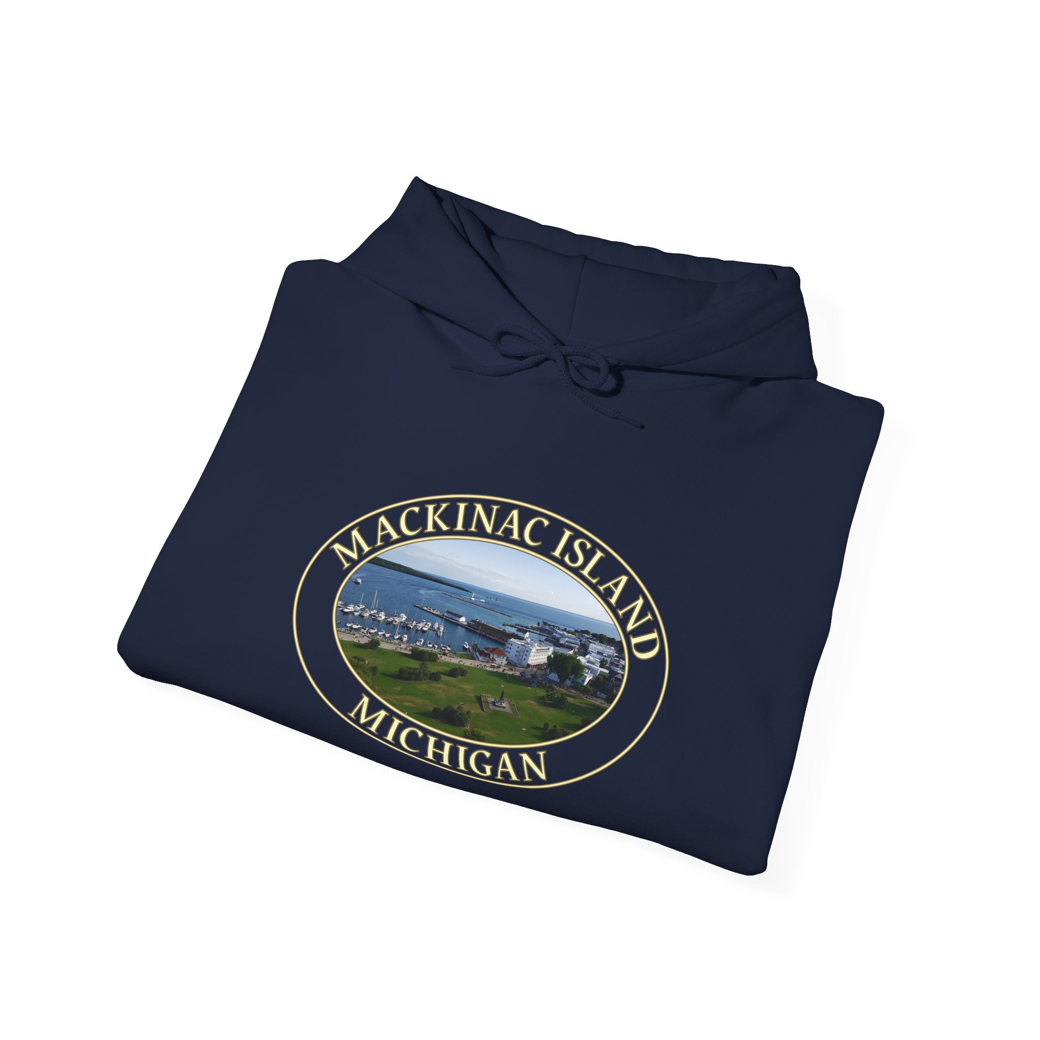 Harbor and Downtown Mackinac Island Michigan Pullover Hoodie – Scenic Great Lakes Nature Logo, Cozy Fleece, Unisex, GentleSeas - Image 32