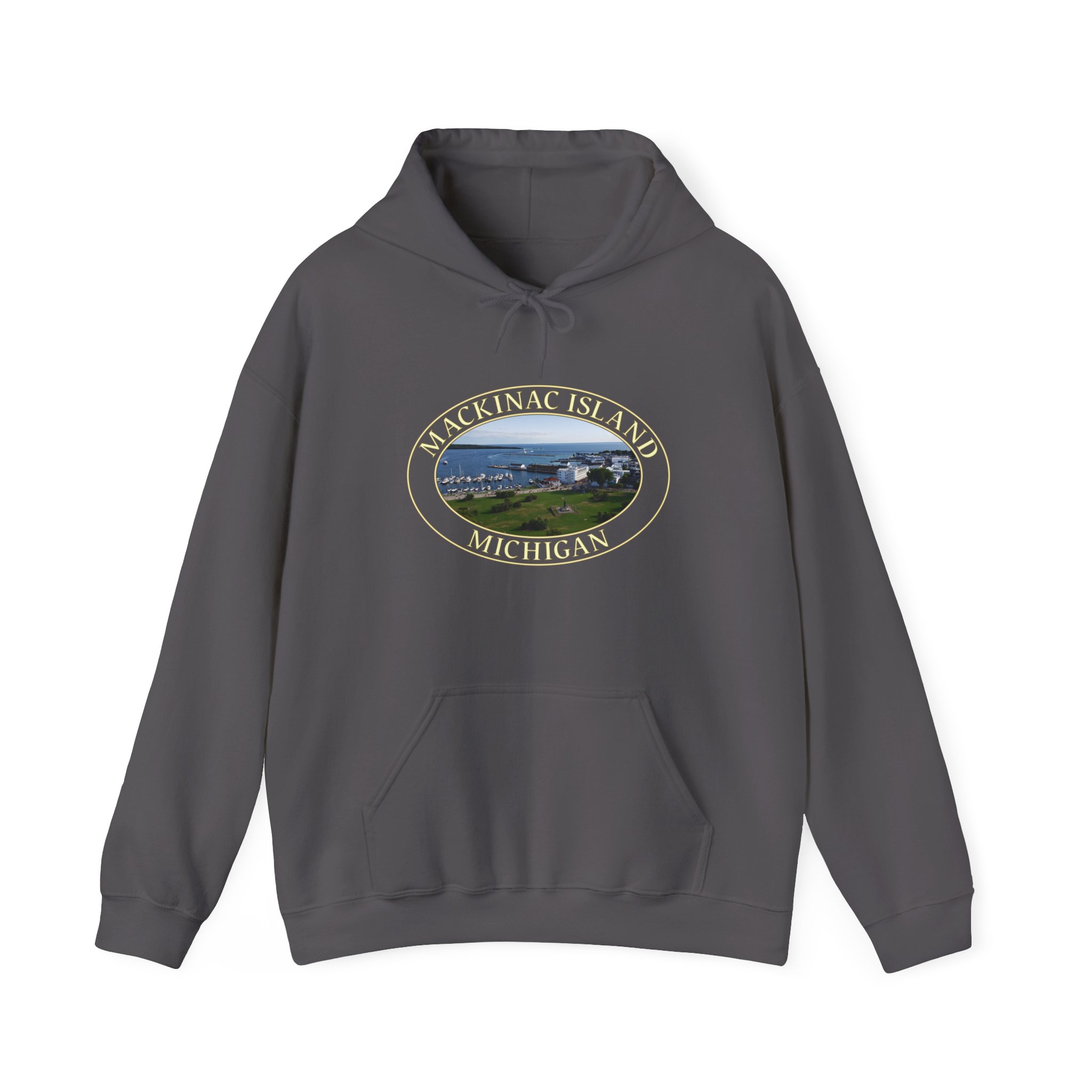 Harbor and Downtown Mackinac Island Michigan Pullover Hoodie – Scenic Great Lakes Nature Logo, Cozy Fleece, Unisex, GentleSeas - Image 25