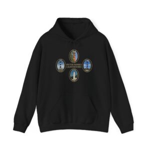 Ocracoke, Hatteras, Bodie and Currituck Lighthouses Outer Banks North Carolina Pullover Hoodie – Coastal Landmark Design