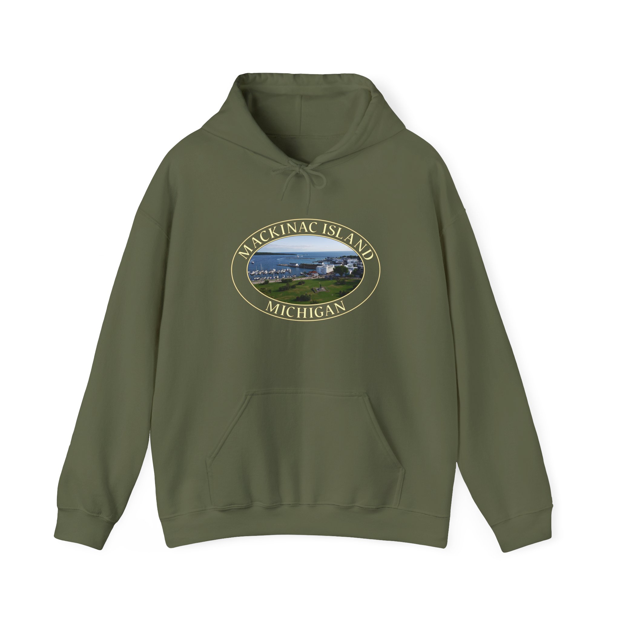 Harbor and Downtown Mackinac Island Michigan Pullover Hoodie – Scenic Great Lakes Nature Logo, Cozy Fleece, Unisex, GentleSeas - Image 13