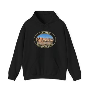 Wide Angle View of the Windows Area at Arches National Park Pullover Hoodie – Scenic Utah Landscape Photography Fleece
