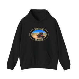 Antique Car on Historic Route 66 Pullover Hoodie – Petrified Forest National Park Nostalgic Road Trip Apparel