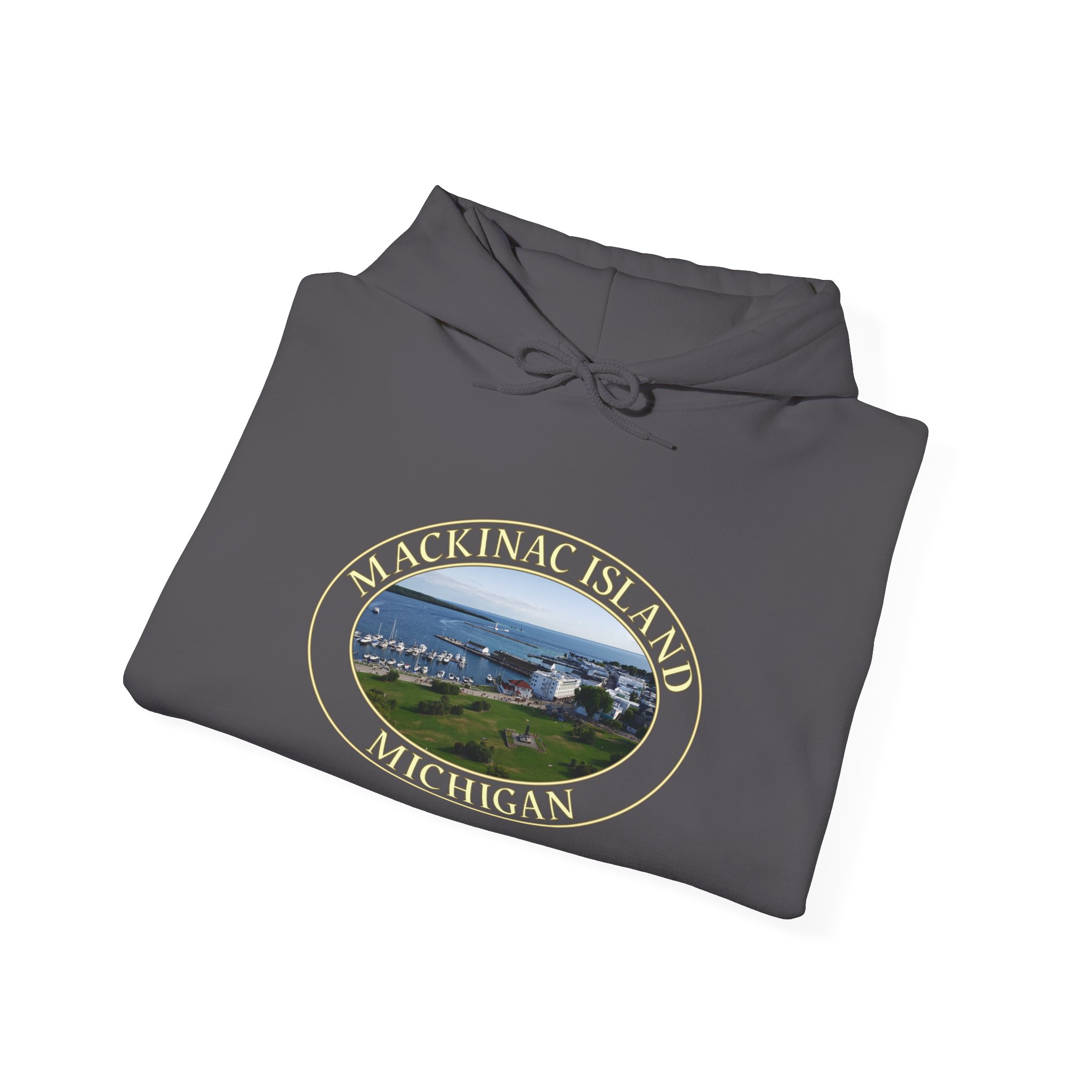 Harbor and Downtown Mackinac Island Michigan Pullover Hoodie – Scenic Great Lakes Nature Logo, Cozy Fleece, Unisex, GentleSeas - Image 28
