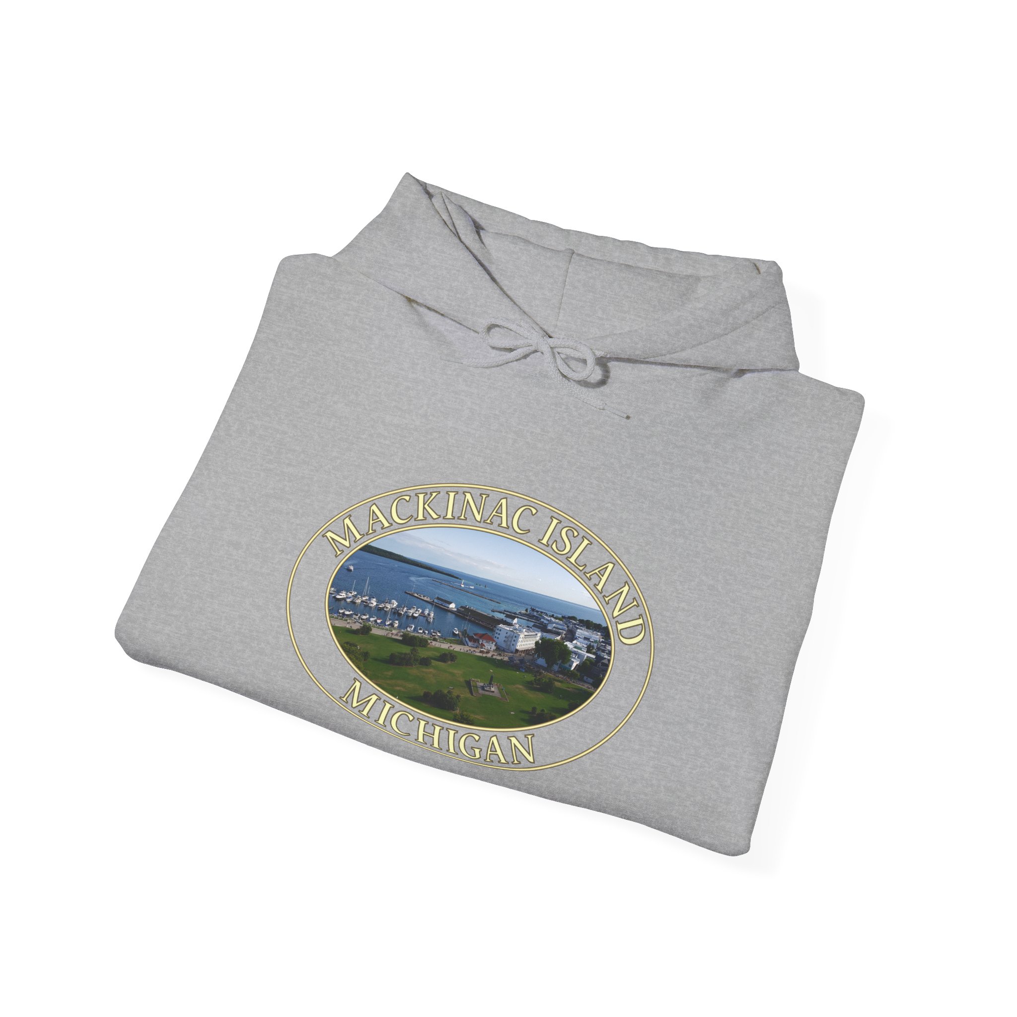 Harbor and Downtown Mackinac Island Michigan Pullover Hoodie – Scenic Great Lakes Nature Logo, Cozy Fleece, Unisex, GentleSeas - Image 12