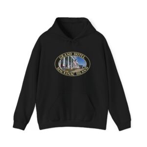 Grand Hotel Mackinac Island Michigan Pullover Hoodie – GentleSeas Scenic Logo Design, Cozy Mackinac Island-Inspired Apparel