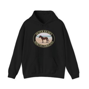 Wild Horse on the Beach Outer Banks North Carolina Pullover Hoodie – Cozy Fleece National Seashore Apparel