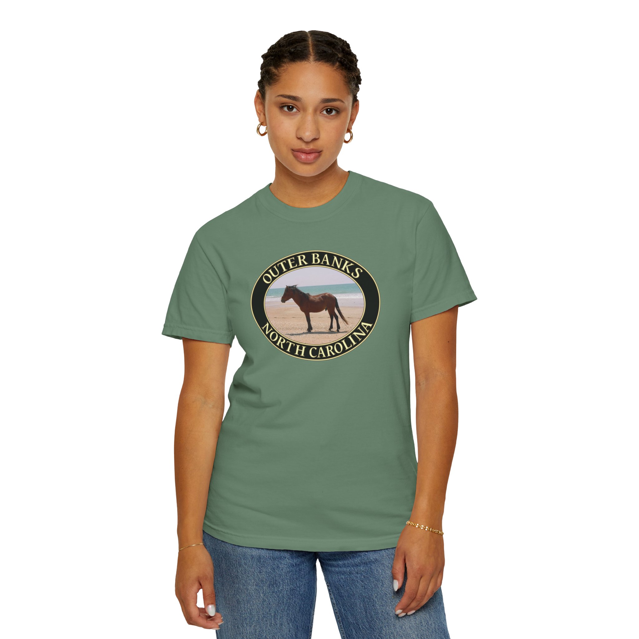 Wild Horse on the Beach, Outer Banks North Carolina, Original Scenic Photography, Garment-Dyed Heavyweight T-Shirt for Nature Lovers - Image 8