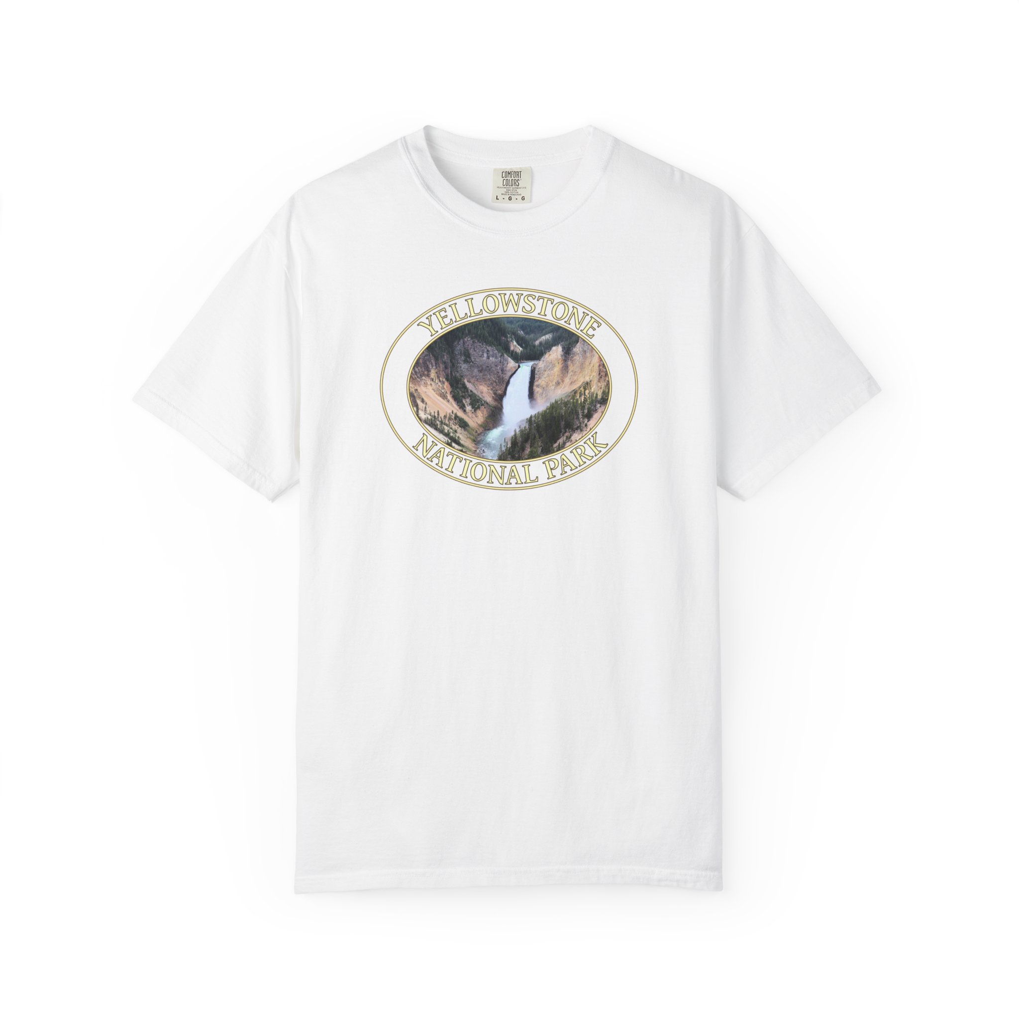 Closeup of Yellowstone Falls, Garment-Dyed Heavyweight T-Shirt – Yellowstone National Park Scenic Nature Photography Tee - Image 3