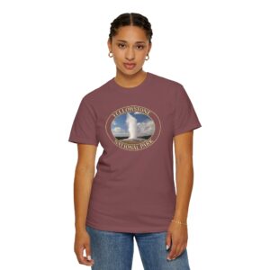 Old Faithful Geyser Erupting at Yellowstone National Park, Garment-Dyed Heavyweight T-Shirt – Scenic Photography, Relaxed Fit, Soft Cotton